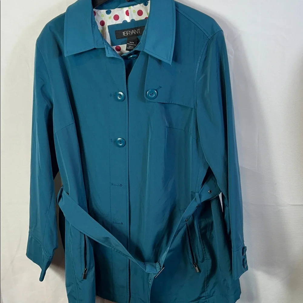 Lane Bryant Teal Trench Coat Size 14/16 Like New Zip Pockets